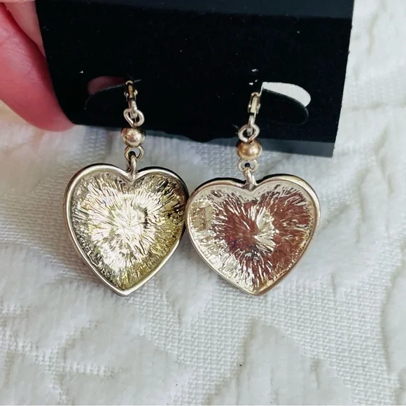 Betsey Johnson Black Heart Crystal Earrings - Picture 4 of 5